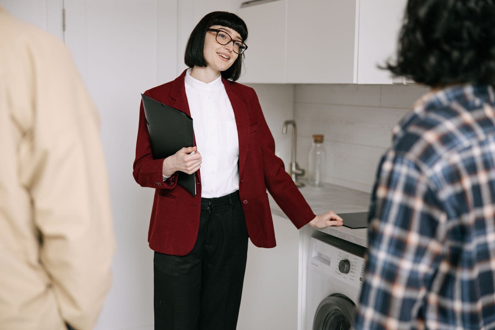 Real estate agent showing an apartment