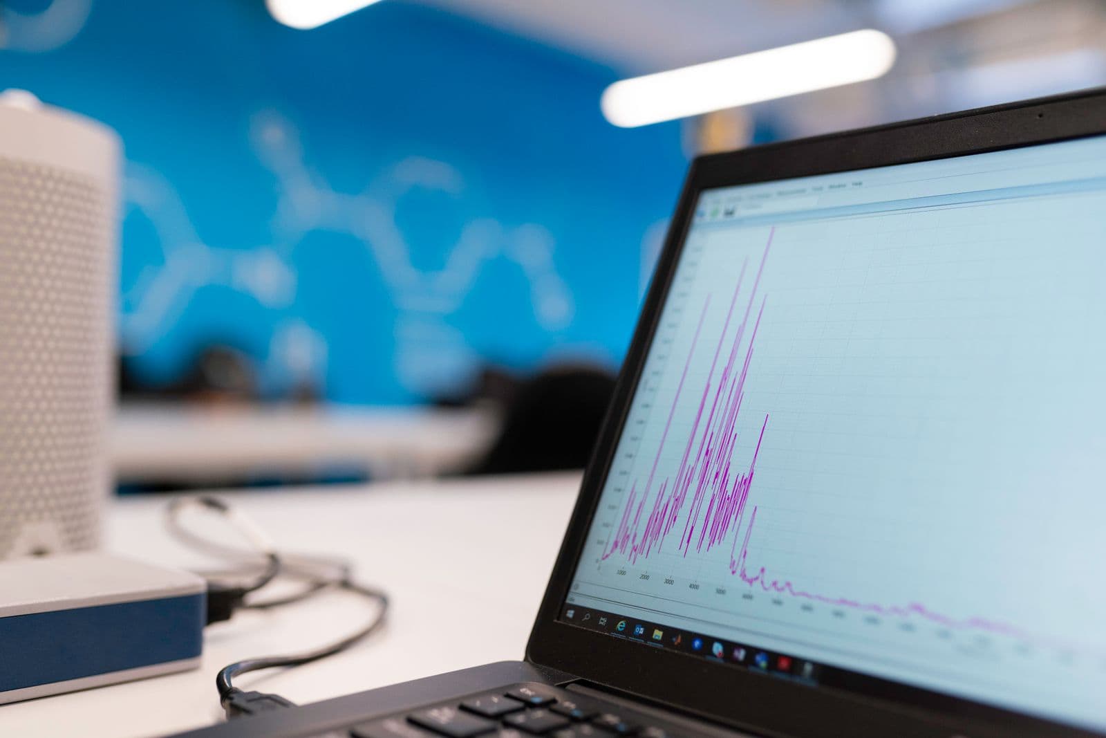 Laptop displaying data analysis graphs